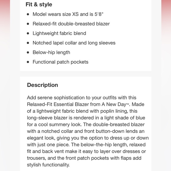 Relaxed Fit Essential Blazer - A New Day™ Blue - Picture 8 of 8